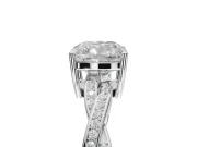 Cushion Cut Twisted Pavé Solitaire Engagement Ring Setting | Open Basket | Sterling Silver