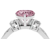Fancy Pink Three-Stone Heart Cut Diamond Twist Band Ring Set in Platinum with Pavé Accents and Prong Setting