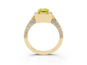 Radiant Cut Milgrain Halo Engagement Ring Setting for a Fancy Yellow Lab-Grown Diamond | Side Stones | Yellow Gold