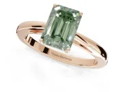 Emerald Cut Cathedral Solitaire Engagement Ring Setting for a Fancy Green Lab-Grown Diamond | Open Shoulders | Rose Gold