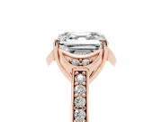 Asscher Cut Floral Pavé Engagement Ring Setting | Petal Accents | Rose Gold