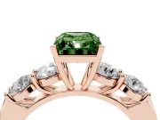 Radiant Cut Five Stone Engagement Ring Setting for a Fancy Green Lab-Grown Diamond | Prong Set Side Stones | Rose Gold