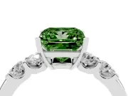 Fancy Green Princess Cut Diamond Five-Stone Prong Set Engagement Ring Set in Silver with Channel Band