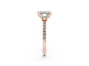 Emerald Cut Three Stone Engagement Ring Setting | Pave Shoulders | Rose Gold