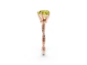 Fancy Yellow Heart Cut Diamond Solitaire Ring Set in Rose gold with Twisted Band and Bead Prong Setting
