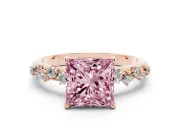 Princess Cut Graduated Solitaire Engagement Ring Setting for a Fancy Pink Lab-Grown Diamond | Rose Gold