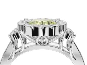 Round Halo Engagement Ring Setting for a Fancy Yellow Lab-Grown Diamond | Graduated Channel Band | Sterling Silver