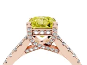 Radiant Cut Hidden Halo Pave Engagement Ring Setting for a Fancy Yellow Lab-Grown Diamond | Claw Prongs | Rose Gold