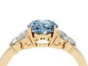 Oval Petal Engagement Ring Setting for a Fancy Blue Lab-Grown Diamond | Yellow Gold