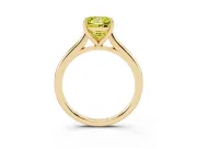 Fancy Yellow Princess Cut Diamond Solitaire Ring Set in Yellow gold with Cathedral Band and Prong Setting