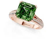 Asscher Cut Split Shank Engagement Ring Setting for a Fancy Green Lab-Grown Diamond | Pave Band | Rose Gold