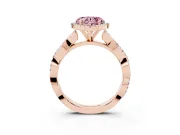 Fancy Pink Heart Cut Diamond Halo Twisted Band Ring Set in Rose gold with Prong Setting