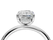 Radiant Cut Hidden Halo Engagement Ring Setting | Thin Plain Band | White Gold