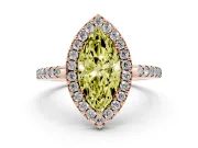Marquise Pave Halo Engagement Ring Setting for a Fancy Yellow Lab-Grown Diamond | Pave Band | Rose Gold