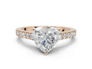 Heart-Shaped Pavé Solitaire Engagement Ring Setting | Crossover Gallery | Rose Gold