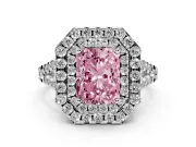 Radiant Cut Halo Split Shank Engagement Ring Setting for a Fancy Pink Lab-Grown Diamond | Sterling Silver