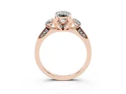 Emerald Cut Hidden Halo Three Stone Engagement Ring Setting for a Fancy Pink Lab-Grown Diamond | Rose Gold