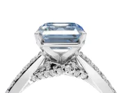 Asscher Cut Pavé Engagement Ring Setting for a Fancy Blue Lab-Grown Diamond | Crossover Gallery | Sterling Silver