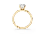Cushion Cut Hidden Halo Engagement Ring Setting | Thin Plain Band | Yellow Gold