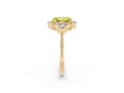 Fancy Yellow Radiant Cut Diamond Cluster Ring Set in Yellow gold with Beaded Band