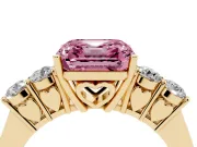 Asscher Cut 5 Stone Engagement Ring Setting for a Fancy Pink Lab-Grown Diamond | Yellow Gold