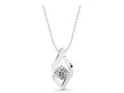 Round Lab-Grown Diamond Open Leaf Pendant Necklace | Prong Set | White Gold
