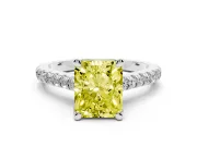 Radiant Cut Hidden Halo Pave Engagement Ring Setting for a Fancy Yellow Lab-Grown Diamond | Claw Prongs | Platinum
