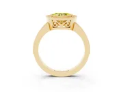 Fancy Yellow Heart Cut Diamond Halo Ring Set in Yellow gold with Pavé Band and Milgrain-Edged Prongs