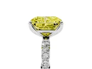 Radiant Cut Pave Engagement Ring Setting for a Fancy Yellow Lab-Grown Diamond | Slim Band | Platinum