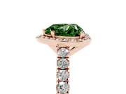 Fancy Green Heart Cut Diamond Halo Engagement Ring Set in Rose gold with Pavé Band and Prong Setting