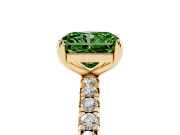 Radiant Cut Pavé Engagement Ring Setting for a Fancy Green Lab-Grown Diamond | Yellow Gold