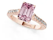 Emerald Cut Pavé Solitaire Engagement Ring Setting for a Fancy Pink Lab-Grown Diamond | Single Row Shoulders | Rose Gold