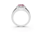 Heart-Shaped Pave Halo Engagement Ring Setting for a Fancy Pink Lab-Grown Diamond | Pave Band | Platinum