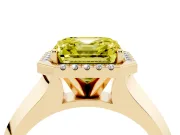 Asscher Cut Halo Engagement Ring Setting for a Fancy Yellow Lab-Grown Diamond | Knife-Edge Band | Yellow Gold