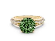 Round Pave Split Shank Engagement Ring Setting for a Fancy Green Lab-Grown Diamond | Double Claw Prongs | Yellow Gold