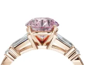 Round Tapered Baguette Engagement Ring Setting for a Fancy Pink Lab-Grown Diamond | Rose Gold