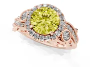 Round Vintage Halo Engagement Ring Setting for a Fancy Yellow Lab-Grown Diamond | Rose Gold