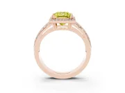 Princess Cut Halo Engagement Ring Setting for a Fancy Yellow Lab-Grown Diamond | Two-Row Pave Split Shank | Rose Gold