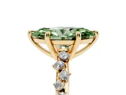 Marquise Graduated Accent Engagement Ring Setting for a Fancy Green Lab-Grown Diamond | Yellow Gold