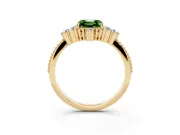 Asscher Cut Cluster Engagement Ring Setting for a Fancy Green Lab-Grown Diamond | Yellow Gold