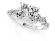 Radiant Cut Scattered Accent Engagement Ring Setting | Slim Band | Platinum
