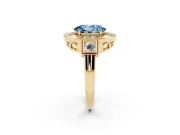 Oval Milgrain Sectioned Halo Engagement Ring Setting for a Fancy Blue Lab-Grown Diamond | Yellow Gold