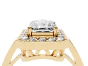 Radiant Cut Halo Engagement Ring Setting | Polished Halo Rim | Yellow Gold