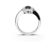 Emerald Cut Vintage Halo Engagement Ring Setting for a Black Center | Sterling Silver
