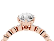 Marquise Beaded Solitaire Engagement Ring Setting | Bezel Accents | Rose Gold