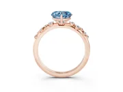 Fancy Blue Heart Cut Diamond Cluster Solitaire Ring Set in Rose gold with Prong Setting