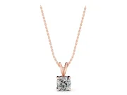 Cushion Cut Lab-Grown Diamond Solitaire Pendant Necklace | Split Bail | Rose Gold