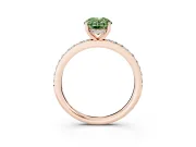Fancy Green Oval Cut Diamond Pavé Band Ring Set in Rose gold with Prong-Set Center Stone