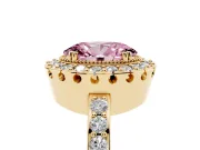 Oval Vintage Milgrain Halo Engagement Ring Setting for a Fancy Pink Lab-Grown Diamond | Pierced Gallery | Yellow Gold