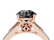 Round Pavé Split Shank Engagement Ring Setting for a Black Center | Double Claw Prongs | Rose Gold